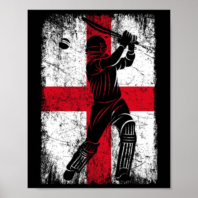 England Flag Cricket Jersey Fan Player Coach  Poster (Front)