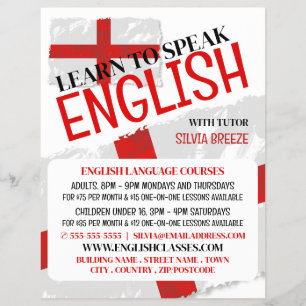 England Flag, English Language Course Advertising Flyer