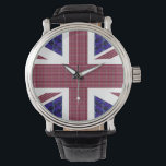 England Flag, Great Britain Flag Watch<br><div class="desc">England Flag,  Great Britain Flag Watch.
The flag is made with images of Gemstones:
The blue background are rectangular shaped blue Sapphires.
The Red stripes are rectangular shaped Rubies.
The Stars are Diamonds.</div>