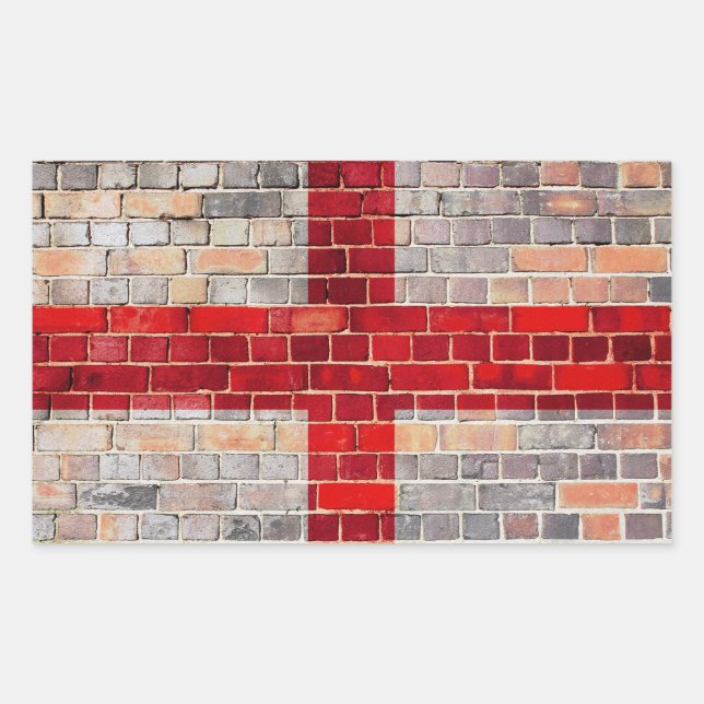 England flag on a brick wall rectangular sticker (Front)