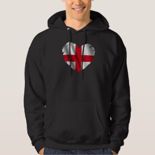 England Flag On Shape Of Heart English England Hoodie