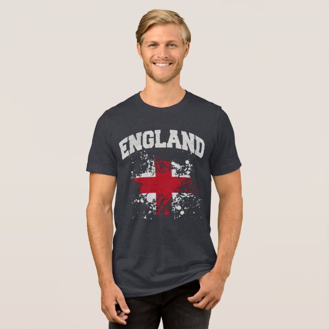 England Flag Splatter Tri-Blend Shirt (Front Full)