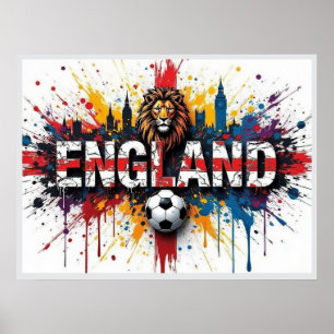 England Football Citiscape Oil Painting Style Art Poster