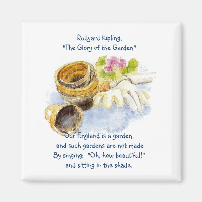England Garden Verse with Watercolor Painting Magnet (Front)
