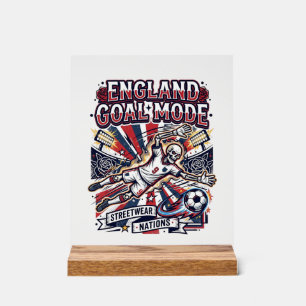 England Goal Mode Skeleton Striker Nations Streetw Acrylic Sign