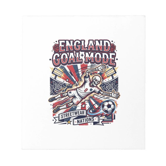 England Goal Mode Skeleton Striker Nations Streetw Notepad (Front)