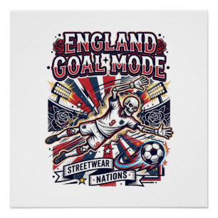 England Goal Mode Skeleton Striker Nations Streetw Poster