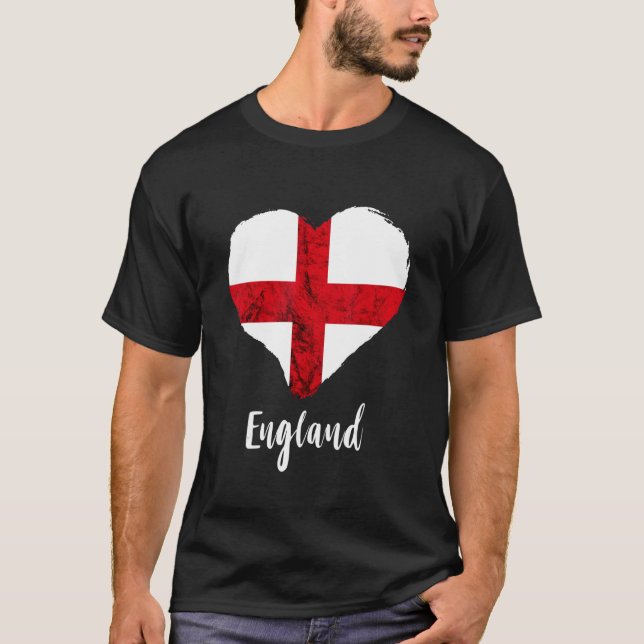 England Heart St George's Cross England Flag Engli T-Shirt (Front)