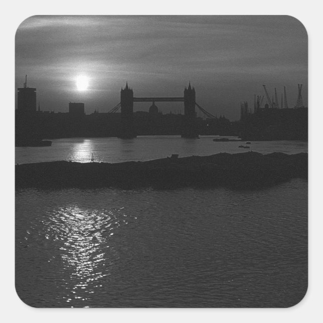 England London sunset Tower Bridge 1970 Square Sticker (Front)