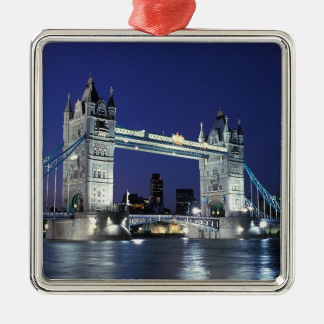 England, London, Tower Bridge 3 Metal Tree Decoration (Front)