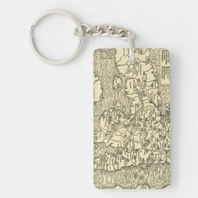 England Map in Ptolemy 's Geographia Universalis Key Ring (Front)