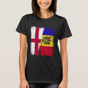 England Moldova Half Flag English Moldovan Heritag T-Shirt