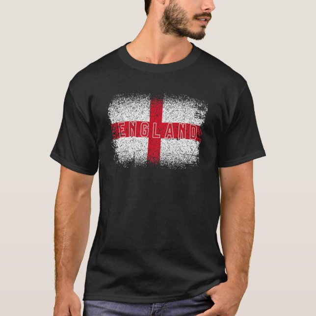 England National Flag Grunge St  George's Cross So T-Shirt (Front)