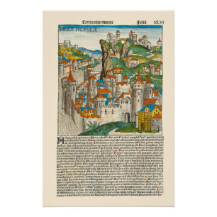 England Nuremberg Chronicle 1493 Mediaeval Old Boo Poster