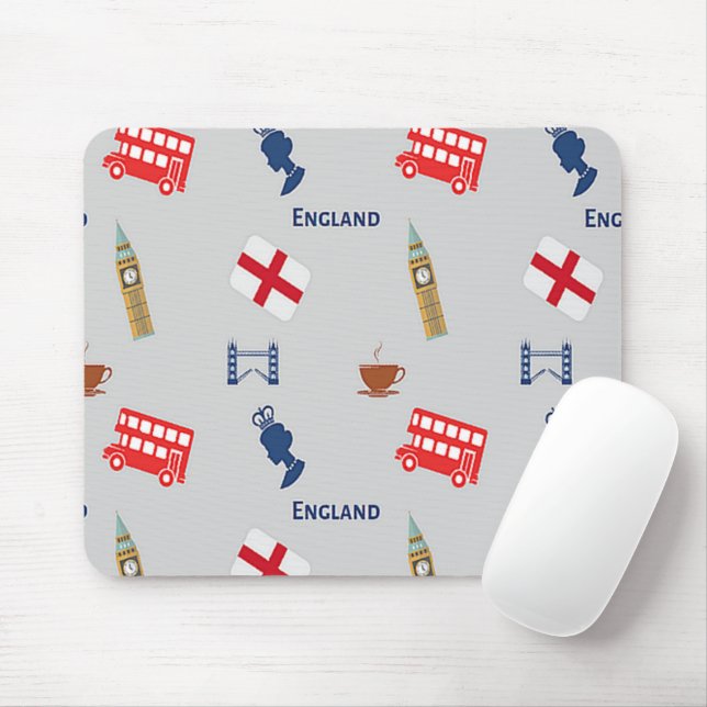 England pattern on grey mouse pad (With Mouse)