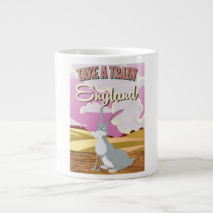 England Rabbit Cartoon Travel Poster Print Large Coffee Mug