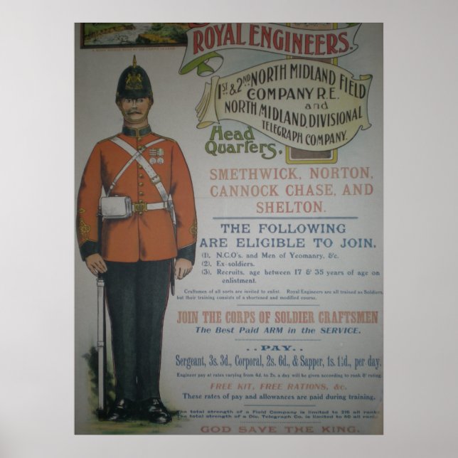 England Royal Engineers recruitment poster 1890 (Front)