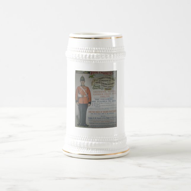 England Royal Engineers recruitment poster 1890 Beer Stein (Center)