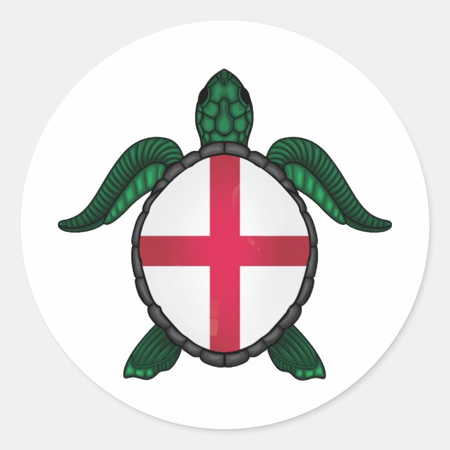 England sea turtle flag classic round sticker (Front)