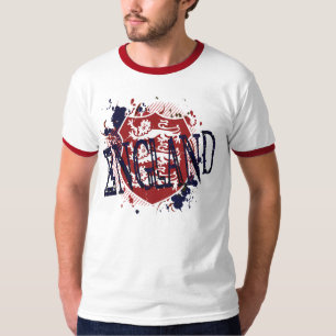 England shield grunge mens retro ringer t-shirts