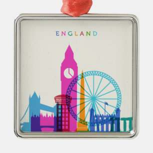 England Skyline Metal Tree Decoration