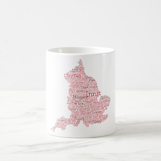England Slang British Word Art Map Coffee Mug (Center)