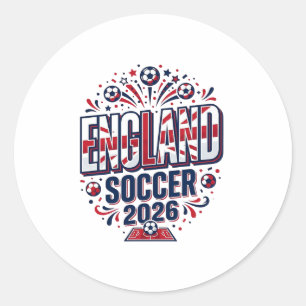 England Soccer 2026 Soccer Bold Country Typography Classic Round Sticker