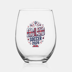 England Soccer 2026 Soccer Bold Country Typography Stemless Wine Glass