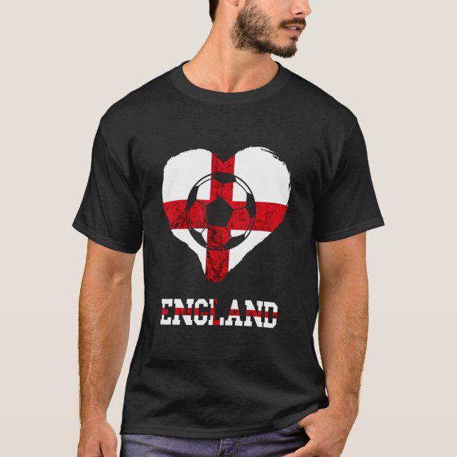 England Soccer Ball Heart St George's Cross Englis T-Shirt (Front)