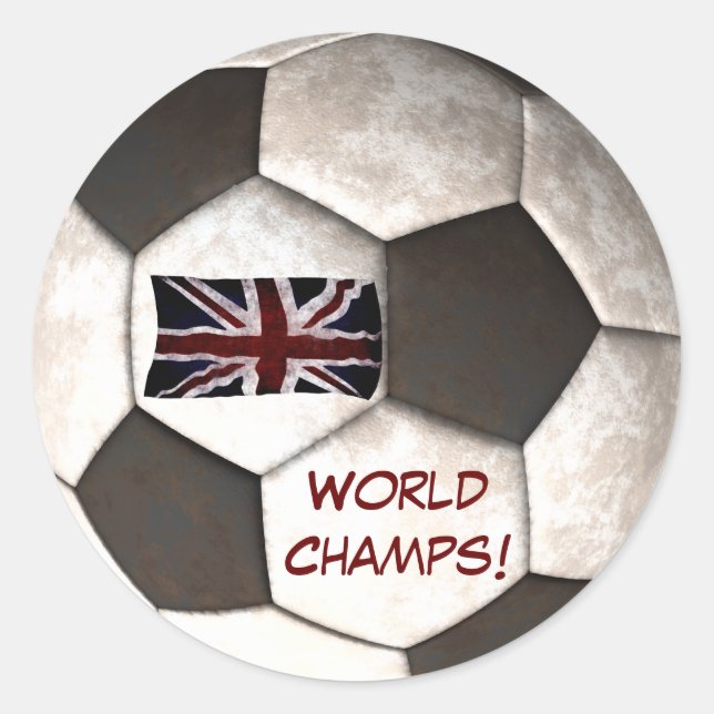England Soccer Ball "World Champs" Football Sports Classic Round Sticker (Front)