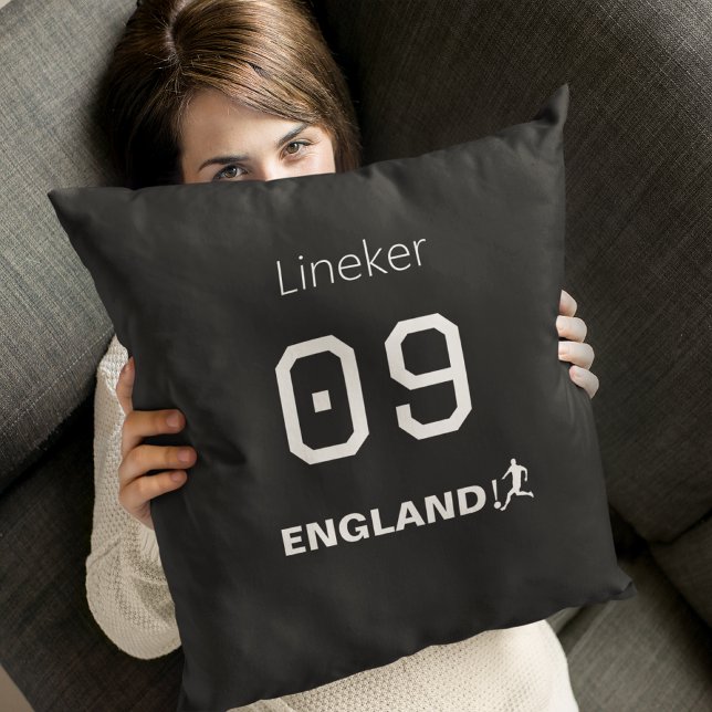 England Soccer Black White Custom Name Number Cushion (Creator Uploaded)
