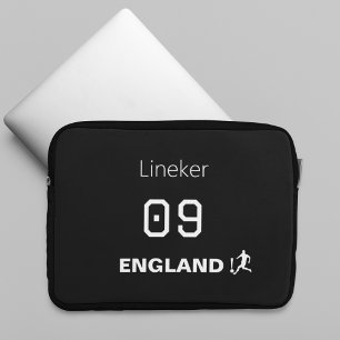 England Soccer Black White Custom Name Number Laptop Sleeve