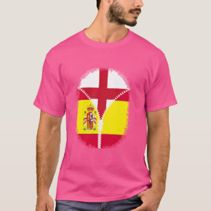 England Spain Flag English Spanish Zipper T-Shirt