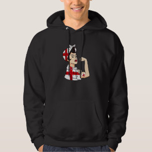 England Strong Woman English Flag English St Georg Hoodie