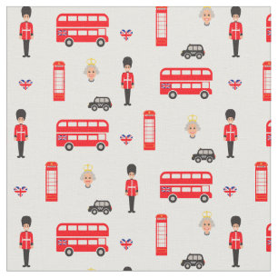 England Symbols Pattern Fabric