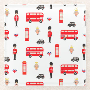 England Symbols Pattern Glass Coaster