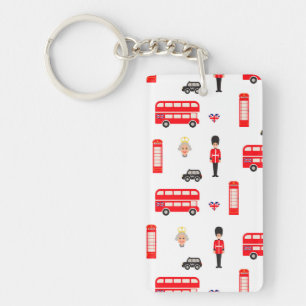 England Symbols Pattern Key Ring