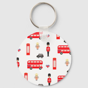 England Symbols Pattern Key Ring