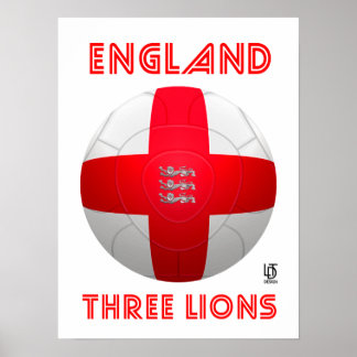 England - Three Lions Football Poster