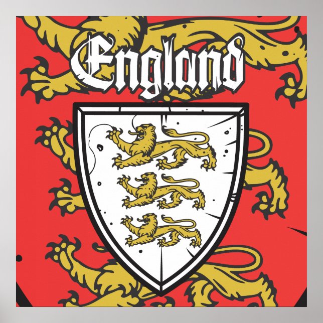 England Three Lions  Shield Poster (Front)