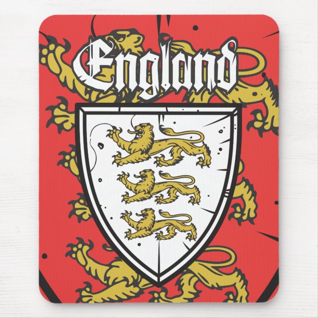 England Three Lions Wooden Shield Mouse Pad (Front)