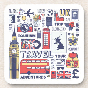 England Travel Doodles Coaster