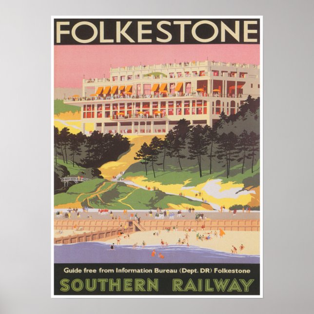 England Travel Print, Folkestone England Poster (Front)
