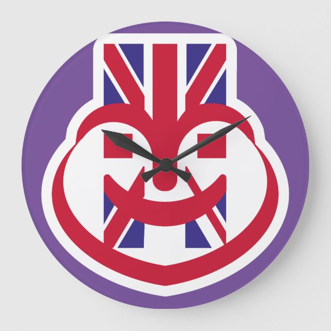 ENGLAND UK FACE HEART BY MASANSER LARGE CLOCK (Front)