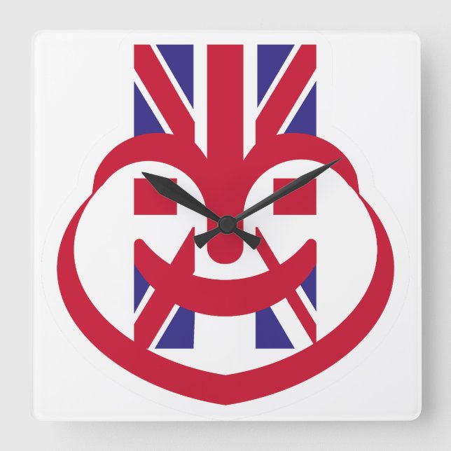 ENGLAND UK FACE HEART BY MASANSER SQUARE WALL CLOCK (Front)