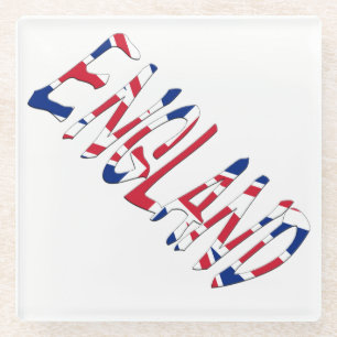 England Union Jack Flag overlay coastert Glass Coaster