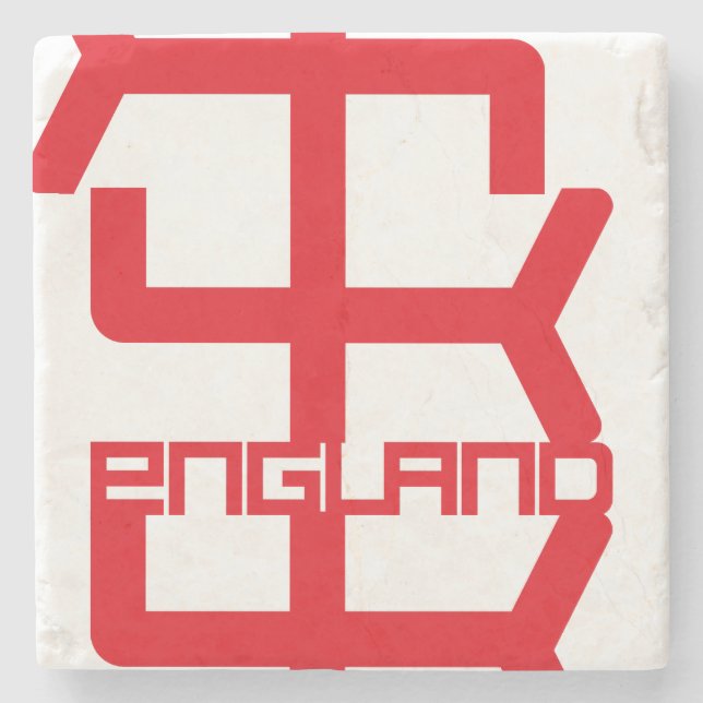ENGLAND VER UK FLAG TEXT BY MASANSER PIXELAT STONE COASTER (Front)