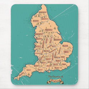England Vintage Counties Map Mouse Pad