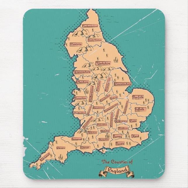 England Vintage Counties Map Mouse Pad (Front)