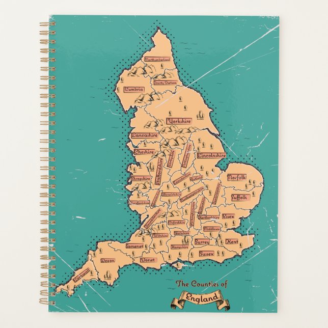 England Vintage Counties Map Planner (Front)